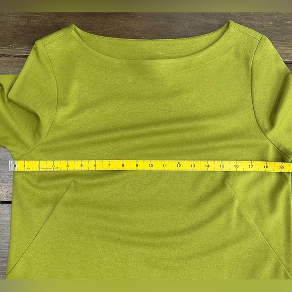 J Jill Tunic Top Ponte Knit Boat Neck 3/4 Sleeve Chartreuse Avocado Green - Picture 6 of 11